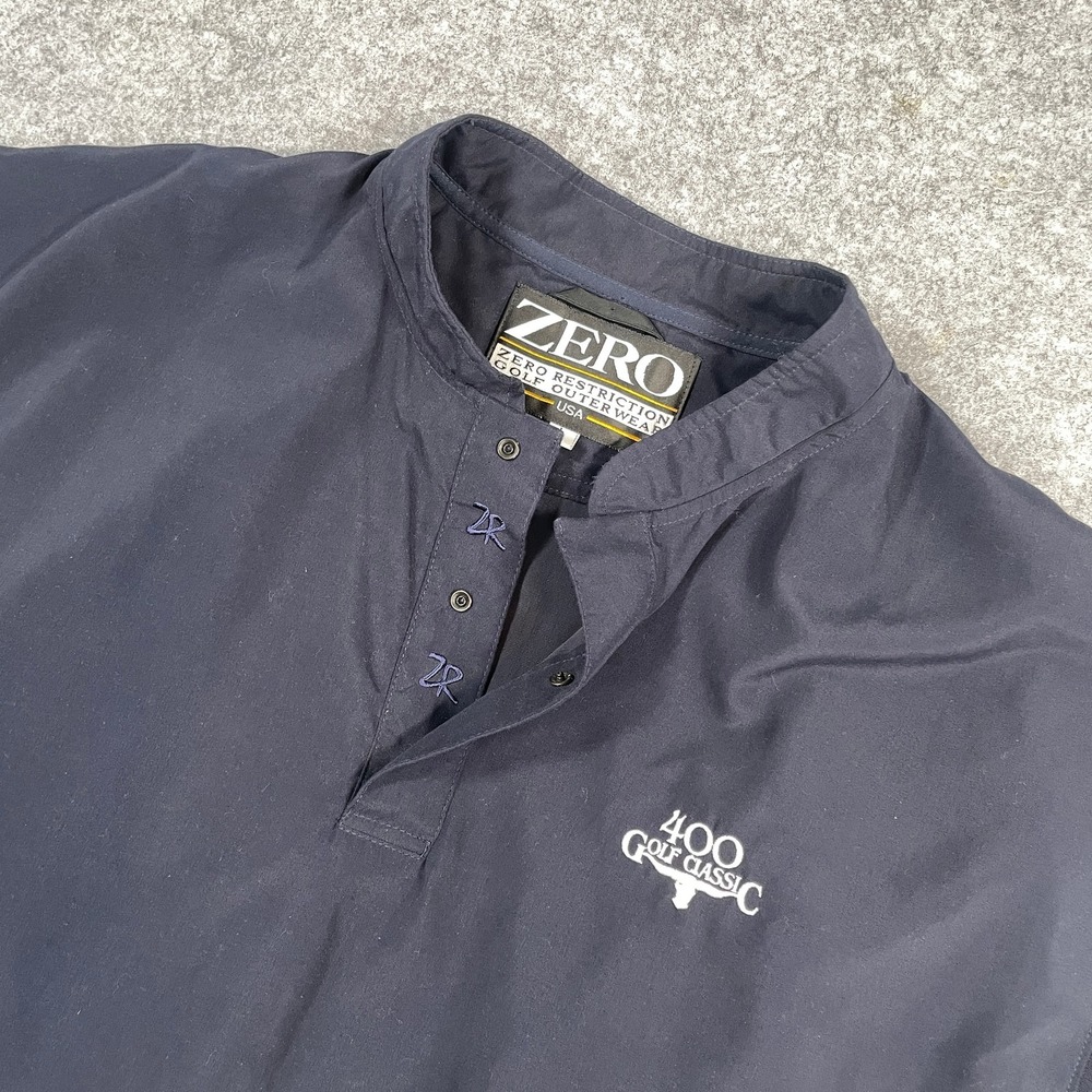 Zero Restriction Mens Golf Vest Large Navy Blue Windbreaker Snap Mock Neck USA